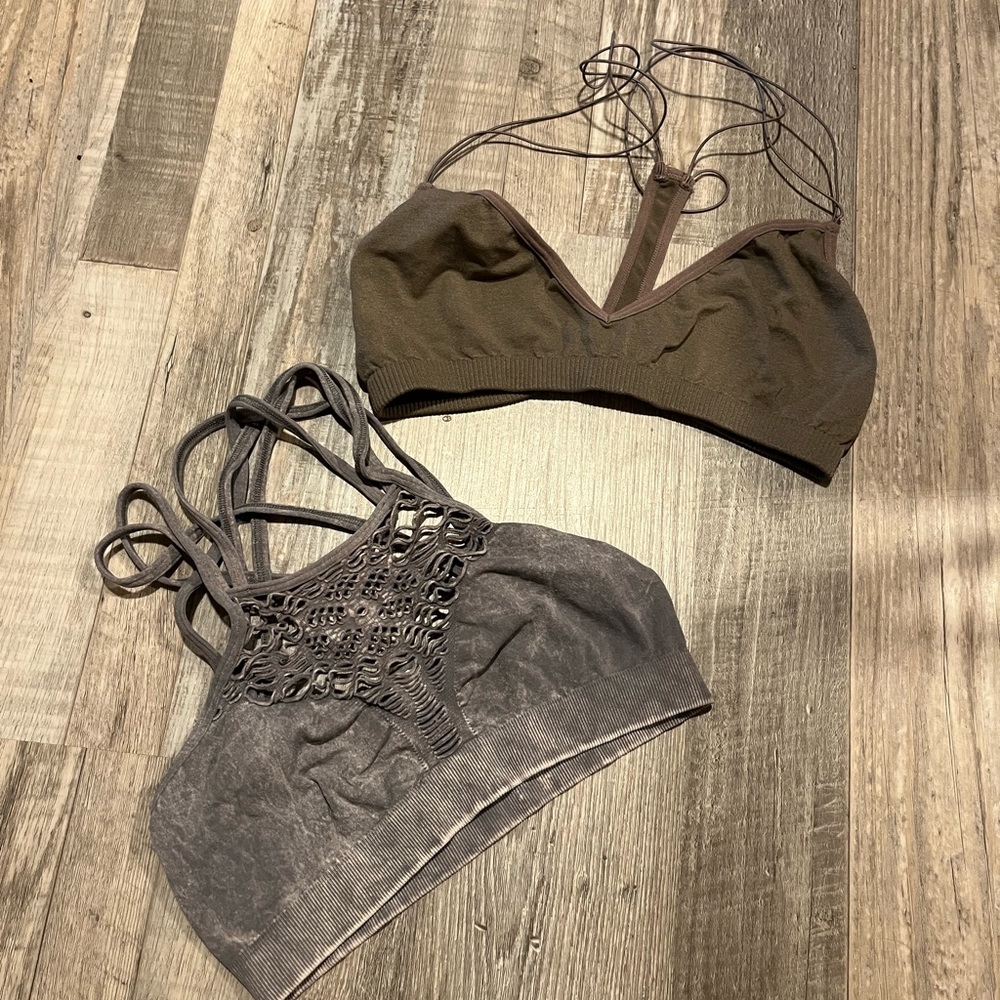strappy bralettes ~ purple / mauve.